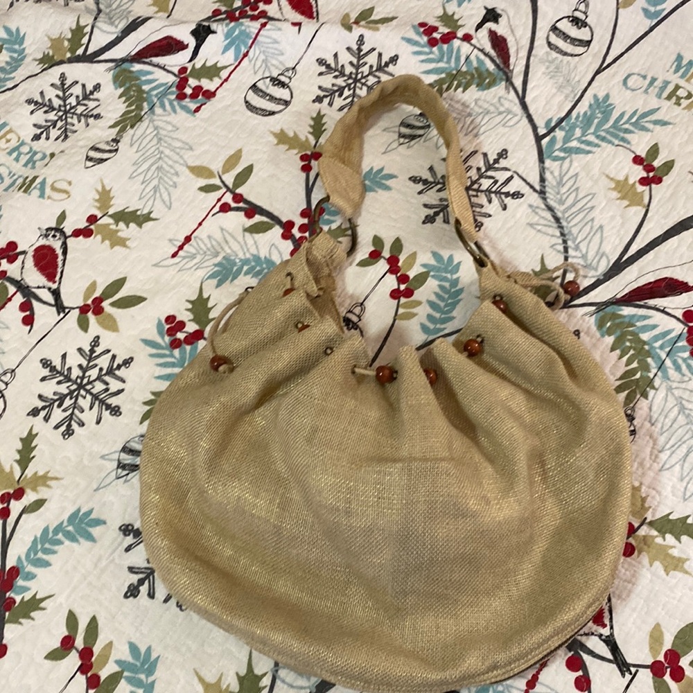 Boho bag brown with gold metallic weave